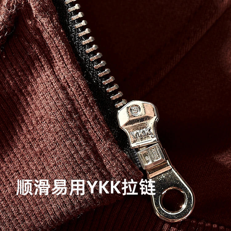 2022autumn and Winter Heavy Thickened Hooded Jacket Men 's Zipper Sweater Casual All -Match Cotton Fleece Hoodie