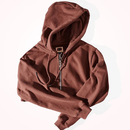 2022autumn and Winter Heavy Thickened Hooded Jacket Men 's Zipper Sweater Casual All -Match Cotton Fleece Hoodie