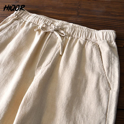 HIQOR 2024 Summer Men Linen Trousers Male Cotton Linen Casual Baggy Pants Breathable Pantalones Hombre Sweatpants Men Clothing